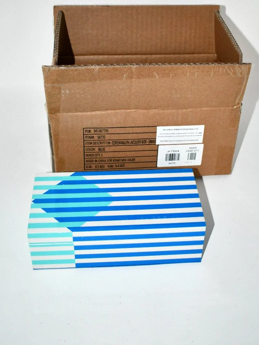 Jonathan Adler Copenhagen SMALL Lacquer Box# 34770 NIB